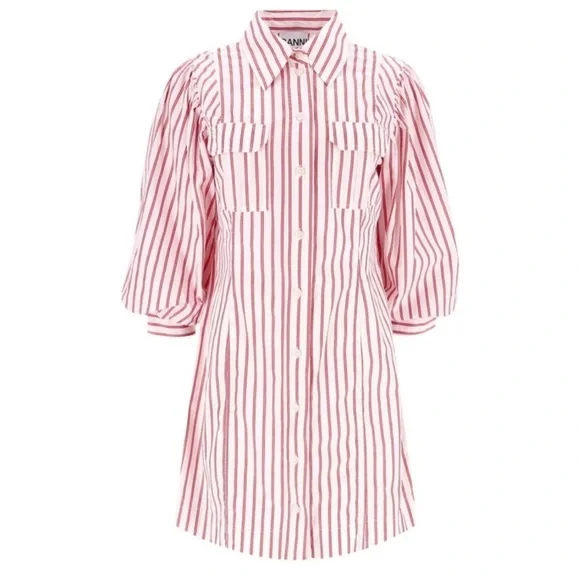 Ganni Striped Long Sleeve Dress size 34 - Picture 3 of 9